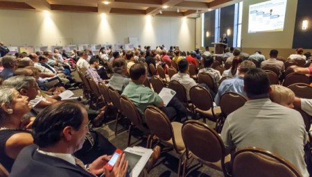 Kyle Keahey, Project Connect's Urban Rail Lead and a consultant to San Antonio's VIA Metropolitan Transit, speaks during a VIA public meeting discussing San Antonio's modern streetcar plans this past July.