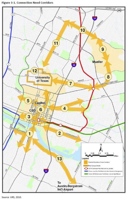 CATS map of actual potential rail corridors studied. Map: COA and URS.