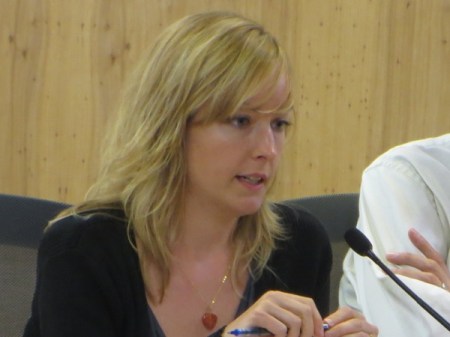 Julie Montgomery, AURA leader, was sole member of Central Corridor Advisory Group (CCAG) to vote against Project Connect's urban rail plan. Photo: L. Henry.